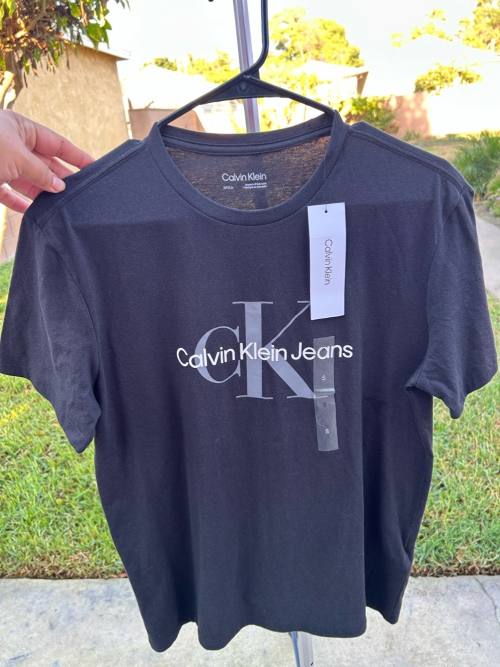 Calvin Klein Black Logo Crewneck T-Shirt (stained)